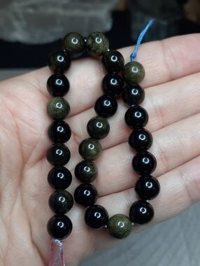 8mm Gold Sheen Obsidian Bead Strand – 8" #1